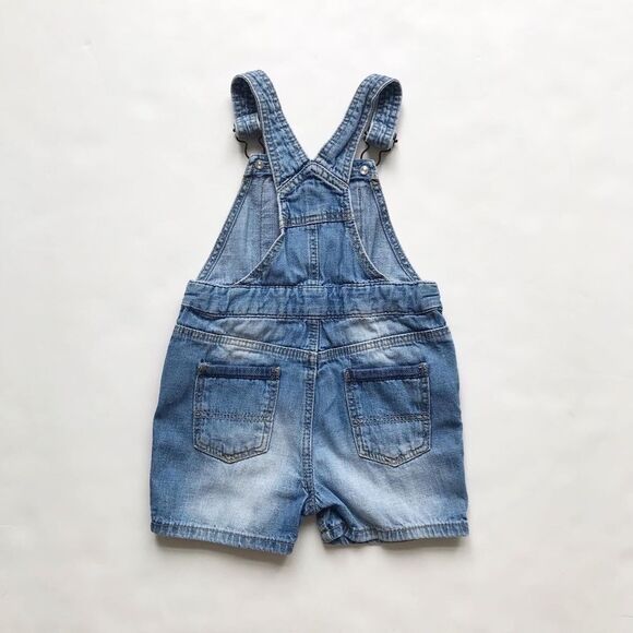 Zara medium wash denim Shortalls EUC 9-12 months - Picture 4 of 5